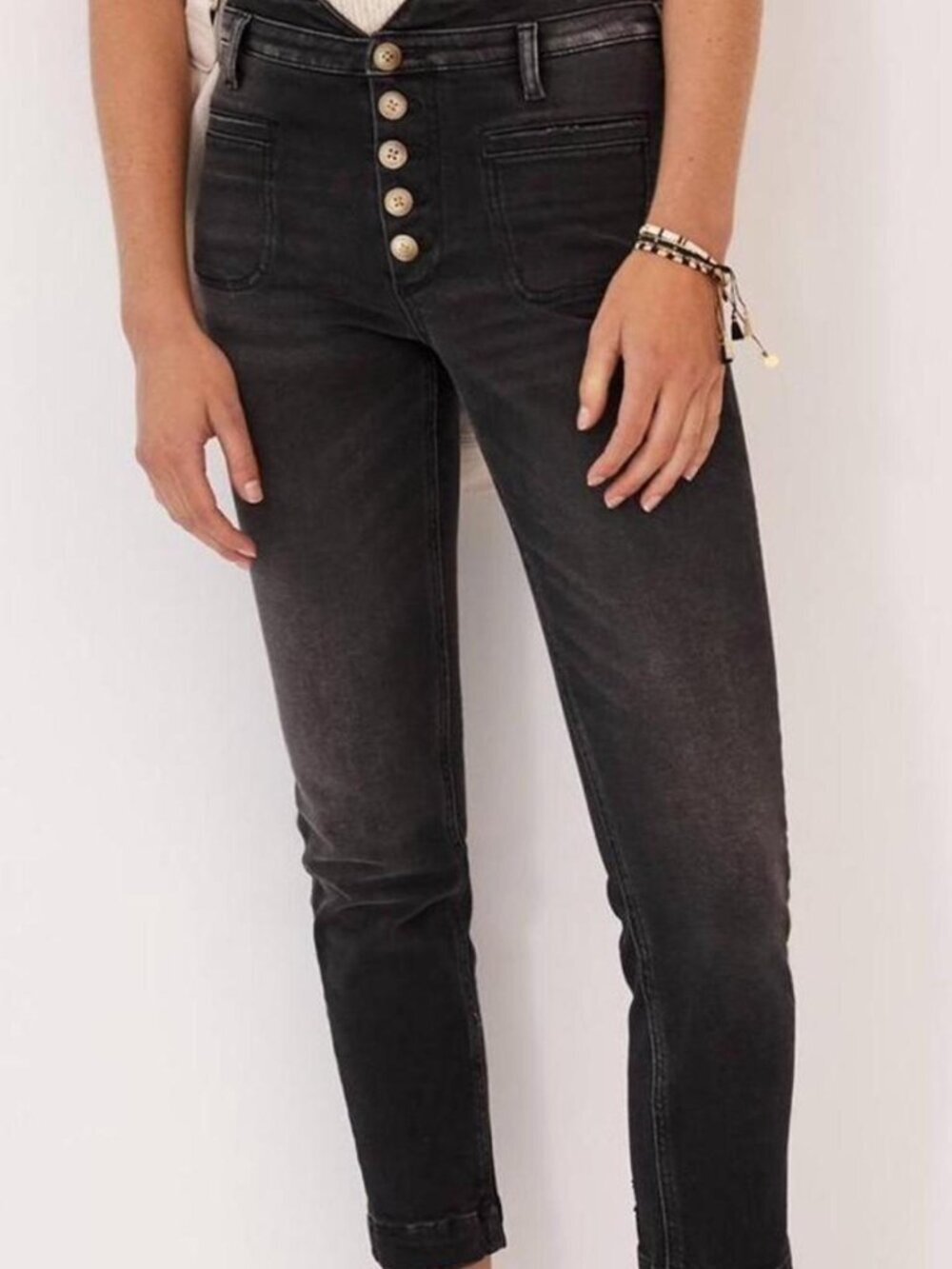 Anthropoloige Pilcro High-Rise Slim Black Jeans with Button Detail Size 27